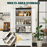 71" Tall Farmhouse Kitchen Pantry Cabinet with Barn Doors and 2 Drawers,Kitchen Storage Cabinets with Adjustable Shelves,Storage Cabinet with Doors and Shelves for Dining Room,Living Room,Bathroom Kelueo