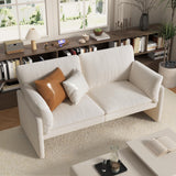 JFHID 68'' Modern Teddy Loveseat Sofa, 2 Seater Couch with Removable Cover, Soft Cushioned Boucle Loveseat for Living Room, Bedroom, Small Spaces, White JFHID