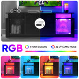 Bestier TV Stand for 55 65 inch TV, LED Entertainment Center with Storage Cabinets & Adjustable Shelves, Modern TV Console with Acrylic Door, TV Stands for Living Room Bedroom (Glossy Black) Bestier