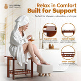 AK Decor 21" Teak Shower Bench for Inside – Luxury Spa-Style Comfort, FSC Certified Durable Teak Wood, Water-Resistant, Ergonomic Seat, Anti-Skid Stability and Enclosed Storage Shelf, 350 lbs Capacity Ak Decor