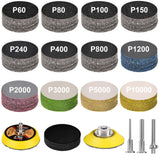 180 Pieces 2 Inch Sanding Disc, GOH DODD Wet Dry Sandpaper with Interface Pad and Backer Plate 1/4" Shank, 60-10000 Grits Grinding Abrasive Sand Paper for Auto Metal Glass Resin Wood Sanding GOH DODD