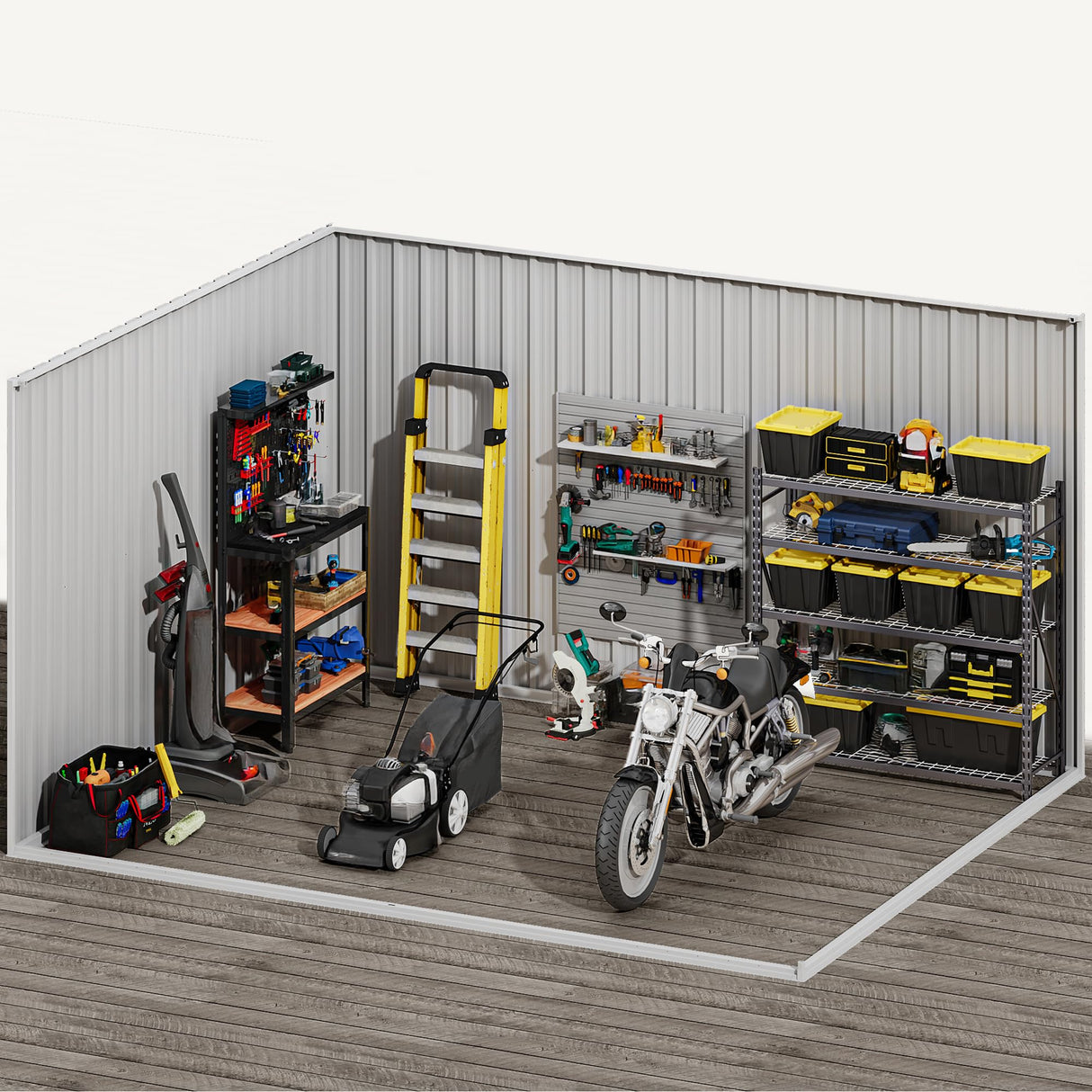 DWVO 10x8ft Metal Outdoor Storage Shed, Waterproof Tool Shed Heavy-Duty Storage Unit with Lockable Door and Vents, Ideal for Bicycles, Tools, Lawnmowers, Backyards, Patios, Lawns - Brown DWVO