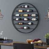 Wine Enthusiast 12-Bottle Label View Wine Rack - Wall Mounted Circular Display Shelf with 6 Racks for Bottle Storage - Wine Collection Organizer Wine Enthusiast