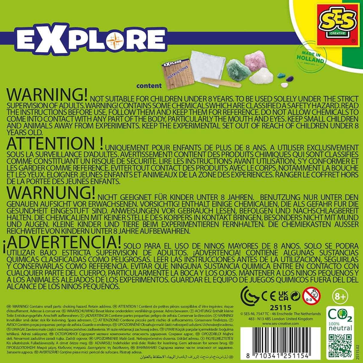 SES Creative: Explore Growing Crystals & Gemstones - DIY Science Kit, Create 3 Giant Alum Crystals from Stones, STEM Activity Craft Set, Kids Ages 8+ SES Creative