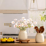 Ceramic Flower Vase, 7.48 Inch White Rustic Farmhouse Decorative Vase Pottery Wide-Mouth Vases for Home Decor Table Living Room Entryway Mantel Bookshelf Bedroom Bathroom Kitchen ooit
