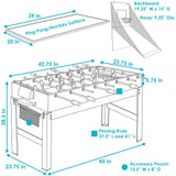 Sunnydaze 5-in-1 Multi-Game Table for Kids - Combo Game Table with Billiards, Push Hockey, Foosball, Ping Pong, and Basketball - 45-Inch - Multi-Color Sunnydaze