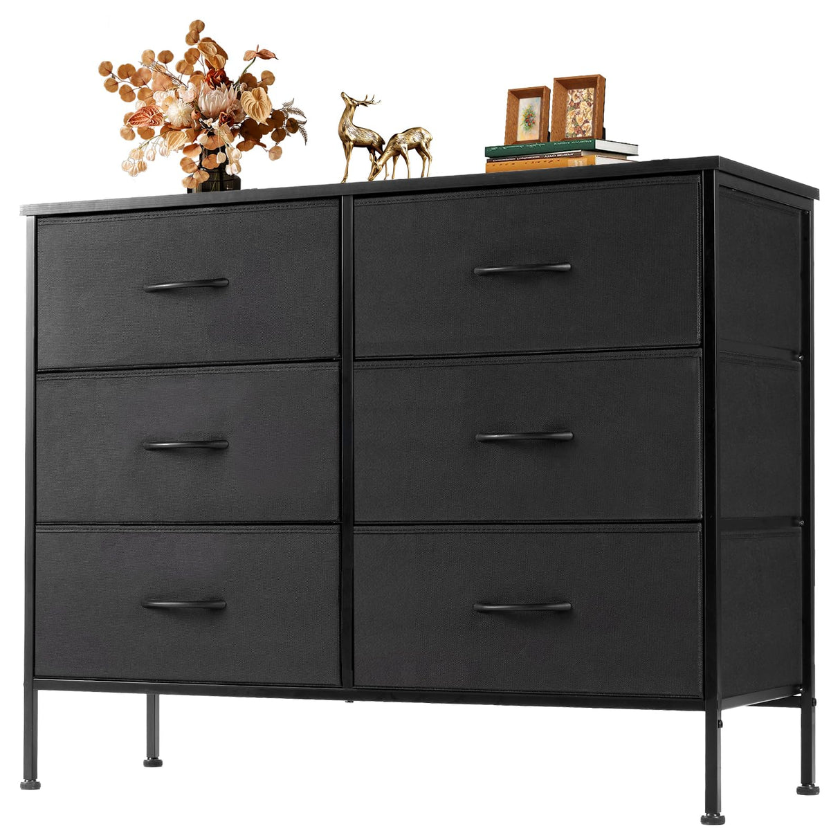 OLIXIS 6 Drawers Storage Organizers Units, Closet Organizers and Storage for Clothes, Fabric Storage Drawer TV Stand for Living Room, Chest of Dresser in 31.5" D x 11.8" W x 31.5" H, Black OLIXIS