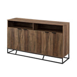 Walker Edison Angled Door Cabinet-Sideboard-Buffet with Open Shelf Storage, 58, Rustic Oak Walker Edison