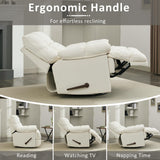 Pationate Oversized Rocker Recliner Chair,Manual Swivel Rocker Recliner for Living Room,Overstuffed Extra Wide Rocking Recliners Soft with Breathable Soft Fabric，Up to 350lbs (Manual, White) Pationate