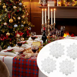 Christmas Snowflake Placemats Set of 4 Sliver Snowflake Place Mats Tablemats Round Vinyl Non-Slip Washable Table Setting for Christmas Dining Holiday Party Wedding Kitchen Table Mats Decor mdgfge