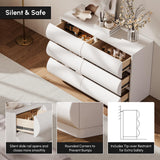 homary Modern 6 Drawers Dresser, 39.4" Wide Faux Leather Chest of Drawers with Modern Design, Storage Dressers Organizer for Bedroom Living Room Hallway, White homary