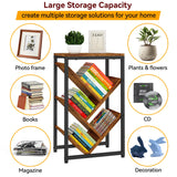 IBUYKE 5 Tier Tree Bookshelf, Small Desktop Bookshelf with Storage Organizer,for Books/CDs/Movies,Desk Display Bookcase for Bedroom Living Room,Rustic Brown,TBC003H