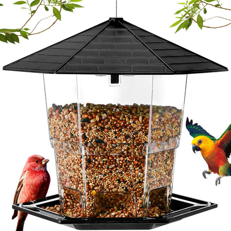 Jealoeur Bird Feeders for Outdoors Hanging Bird Feeder Wild Bird Seed, Black Jealoeur
