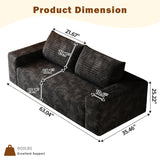 63" Cloud Loveseat Sofa in a Box for Living Room, Corduroy 2-Seater Boneless Couch 2 Throw Pillows, Modern Sponge Double Sofas with Deep Seat for Small Spaces, No Assembly Required (Black, 63 inch) KavlSean