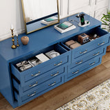 YITAHOME 6 Drawers TV Stand for 65 inches with Power Outlets -Chest of Drawers Dresser with Side Organizer Bag Entertainment Center TV Console, Blue YITAHOME
