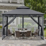 ABCCANOPY Gazebos for Patios 10x10 - Outdoor Steel Frame Gazebo with Mosquito Netting for Lawn Backyard Garden Deck (Dark Gray) ABCCANOPY