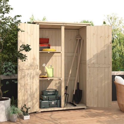 AECOJOY Outdoor Storage Shed with Waterproof Roof, Wooden Storage Cabinet Large Outdoor Shed Tool Shed with 2 Removable Shelves&Double Lockable Doors, Natural Wood