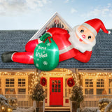 12 FT Giant Christmas Inflatables Santa Claus Outdoor Decorations, Huge Blow up Lying Santa Claus with Gift Bag Yard Decor, Built-in Brilliant LED Lights for Yard Lawn Garden Holiday Party FunFanso