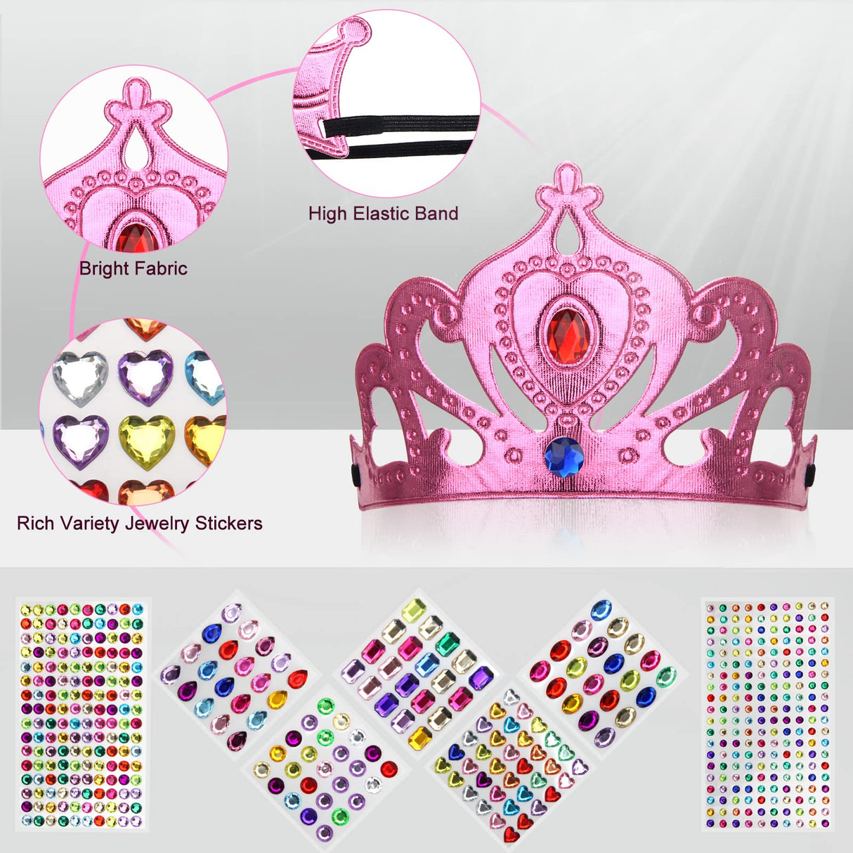 AHIER 23-Piece Foam Crown Set - Princess Tiaras & DIY Party Crowns with Diamond Sticker AHIER