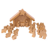 AmishToyBox.com Wooden Nativity Manger Scene Set, 14 Pieces, Amish-Made in Lancaster County, Pennsylvania, Harvest Stain Finish AmishToyBox.com