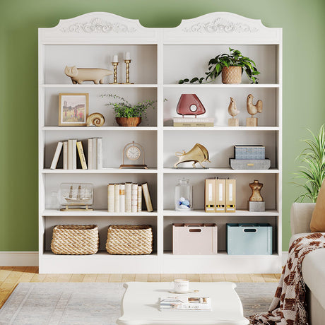 Tribesigns Set of 2 73 Inch Tall 5 Tier White Bookshelves, Modern 5-Shelf White Library Bookcase with Shelves, Freestanding Etagere Shelving Unit for Living Room/Home (2) Tribesigns