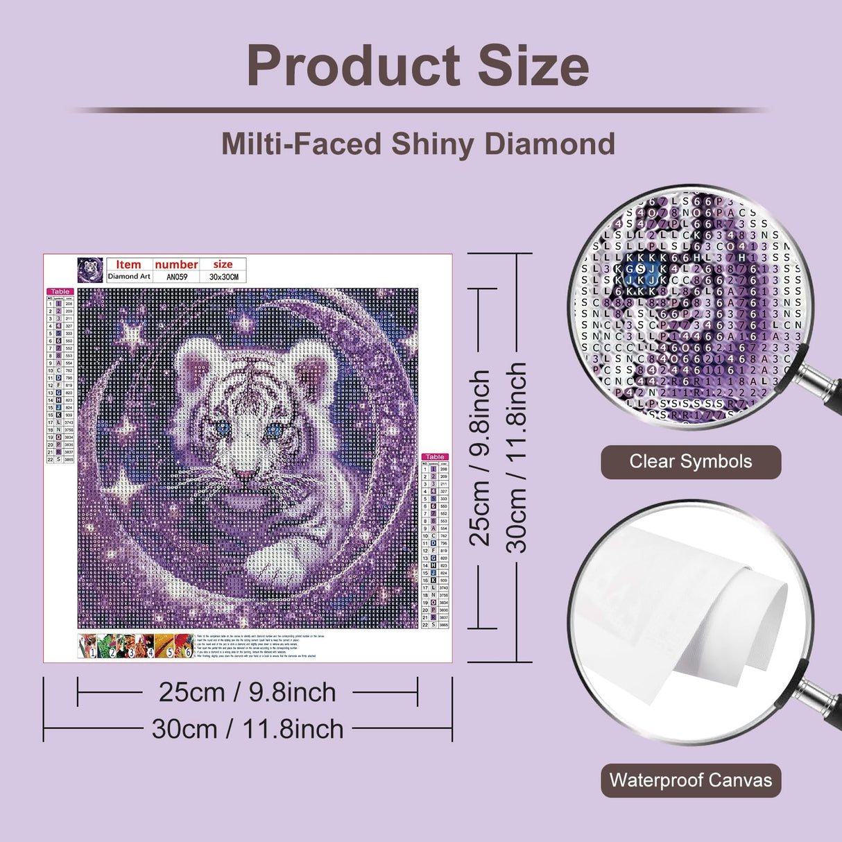 Anuver Tiger Diamond Painting Kits for Adults, 5D DIY Diamond Art Kits for Beginners, Full Drill Diamond Painting Kits for Home Wall Decor, 12x12 Inch Anuver