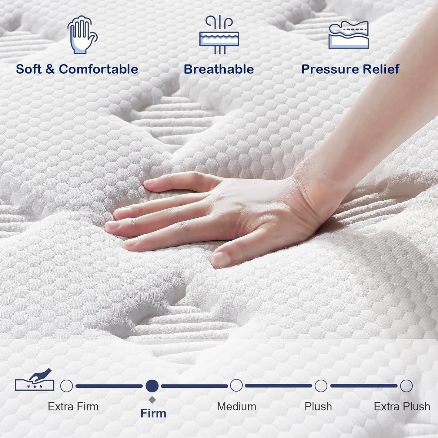 King Size Mattress, Upgrade Strengthen, 12 Inch Firm Hybrid King Mattress in a Box, Mattress King Size With Memory Foam and Independent Pocket Springs, Release Stress, Strong Edge Support