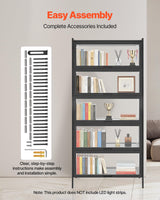 VEVOR Display Cabinet with Acrylic Doors, 68 in Tall 5-Tier Curio Cabinet, Natural Wooden Fame, Collectibles Toy Organizers Rack & Display Case, Bookshelf for Home, Office, Playroom, Living Room VEVOR