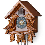 TIMEGEAR Cuckoo Clock with Night Mode, Singing Bird, Wooden Decorations and Swinging Pendulum (Brown) TIMEGEAR