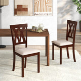 Giantex Wood Dining Chair Set of 2, Wooden Kitchen Chairs with Upholstered Seat, Rubber Wood Legs & Cross Back, Farmhouse Armless Side Chairs for Dining Room, Restaurant, Oak Giantex