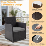 FHFO 4 Piece Outdoor Patio Furniture Sets, Outside Furniture Outdoor Sectional Wicker Conversation Sofa Set, Rattan Couch Set for Balcony Porch Backyard (Black-Grey) FHFO