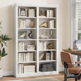 Garvee 74.5" Tall Bookshelf with Double Storage, 6-Tier Large Bookshelf, Double Wide Bookshelves w/ 12 Cubbies, Wide Freestanding Bookcases for Livingroom Office Library (White, 74.5"H*46.1"W*12.4"D) Garvee