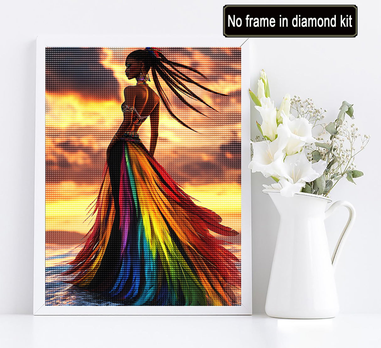 Diymood DIY 5D Diamond Art Kits for Adults African Women, Diamond Painting African Americans Full Drill Round Canvas Embroidery Mosaic Beginner Home Wall Decor Gift 12x16 inch Diymood