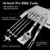 GRILLART BBQ Grill Utensil Tools Set Reinforced BBQ Tongs 19-Piece Stainless-Steel Barbecue Grilling Accessories w/Aluminum Storage Case -Complete Outdoor Grill Kit for Dad, Birthday Gift for Man Dad GRILLART
