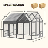 TRYKERPET Chicken Coop Large Wooden Chicken Run, Outdoor Walk in Poultry Cage Chicken Runs for Yard with Cover, Chicken House for Outside Farm Backyard (8' L x 5.9' W x 5.9' H) TRYKERPET