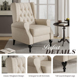 Jocisland Recliner Chair, Accent Wingback Chairs for Adults Living Room Bedroom, Small Tufted Push Back Club Single Sofa Armchair (Beige) Jocisland