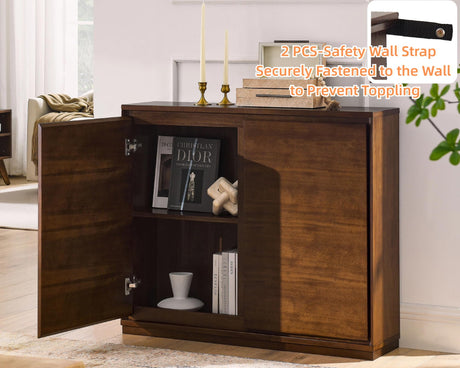 LKTART Mid Century Modern Sideboard Buffet Cabinet, Narrow Walnut Sideboard,Wood Storage Cabinet Credenza with 2 Doors for Living Room, Kitchen, Entryway, Hallway(9.25" D*39" L) LKTART