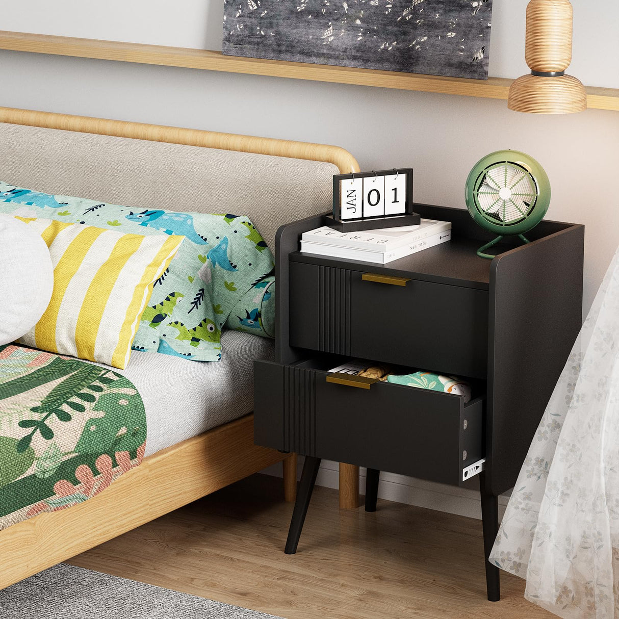 Aenuert White Nightstand Modern Bedside Table with 2 Storage Drawer, Small Night Stand, Wooden End Table,Sofa Side Table for Bedroom, Study Room and Small Spaces Aenuert