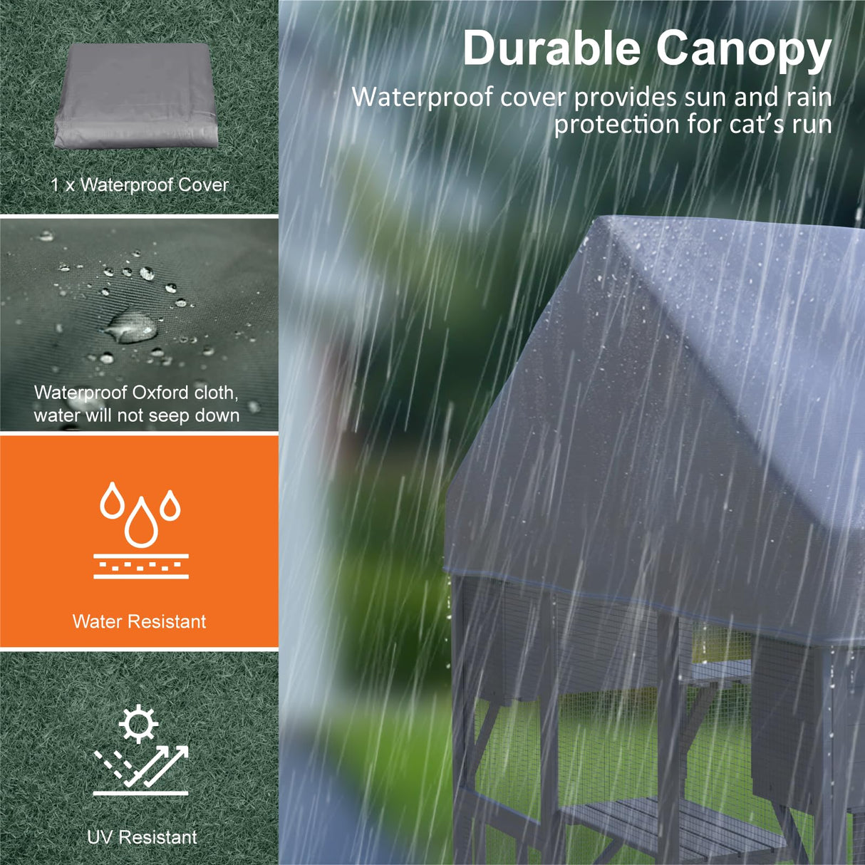 TIMHAKA Catio Outdoor Cat Enclosure, Large Cat Catio for Multiple Cats with 7 Platforms, 2 Resting Box and 2 Bridges, Wooden Cat House Cage with Waterproof and UV Proof Cover, 71 x 71 x 97 inch TIMHAKA