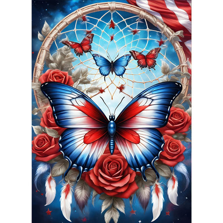 GDYEEH DIY 5D Flowers Butterfly Diamond Art Kits, Round Full Drill Fantasy Diamond Painting Picture, Dreamcatcher Painting by Numbers Art Kits for Adults Beginners Home Wall Decor 12x16 inch GDYEEH