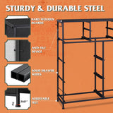 WLIVE Dresser for Bedroom with 10 Drawers, Fabric Dresser Chest of Drawers with Side Pockets and Hooks, Sturdy Metal Frame, Drawers Organizer Unit for Living Room, Hallway, Black WLIVE