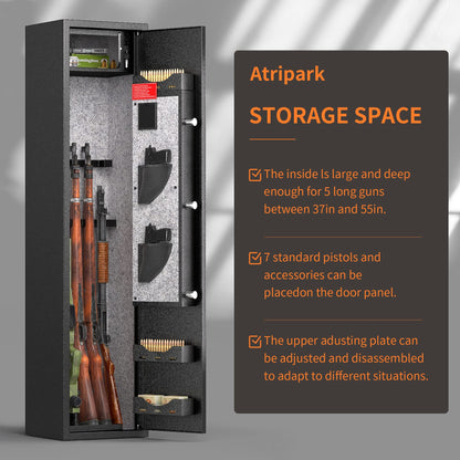 INTERGREAT 4-10 Rifle Safe Quick Access, Long Gun Safe Shotgun for Pistols and Home, Metal Gun Cabinet with Pockets for Handgun, 3 Adjustable Shelf, Firearms - WoodArtSupply