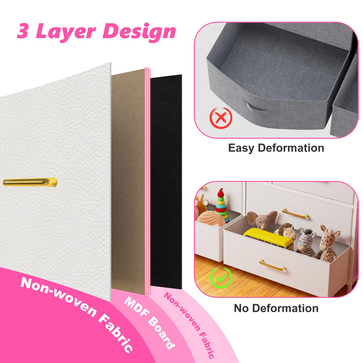 EnHomee 55" W White Dresser for Bedroom with 10 Drawers Long Dressers & Chests of Drawers with LED Lights & Power Outlets Large Dresser for Bedroom Dresser for Closet, Hallway, Metal Frame, White EnHomee