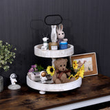 2 Tier Tray Rustic Cake Stand Farmhouse Kitchen Decor Centerpiece,Farmhouse 2 Tier Serving Tray with Handle for Coffee Bar SWT8CAI