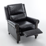 UIXE Pushback Recliner Chair, PU Leather Armchair Push Back Accent Chair for Living Room, Rivet Trim Club Chair Home Theater Overstuffed Single Sofa Bedroom Reading Seat - Black UIXE