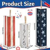 Amyhill 3 Pcs 4th of July Wooden Table Decorations Patriotic Table Centerpieces Independence Day Wood Firework Fourth of July Table Signs for Home Farmhouse Decor(Classic Style) Amyhill