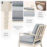 Madison Park Accent Chairs for Living Room Farmhouse Modern Armchair, Solid Wood, Antiqued Finish, Upholstered Seat Removable, Bedroom Lounge for Reading, 25.5" W, Light Blue/Antique Cream Madison Park