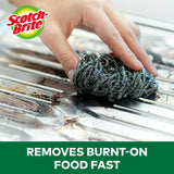 Scotch-Brite Stainless Steel Scrubber, Dish Scrubbers for Cleaning Kitchen and Household, Steel Scrubbers for Cleaning Dishes, 3 Scrubbers Scotch-Brite