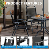 6 Pieces Outdoor Dining Set With Umbrella, Patio Table and 4 Folding Chairs With Umbrella, Garden Patio Furniture Set With Umbrellas, Tempered Glass Top Dining Table Reljofum