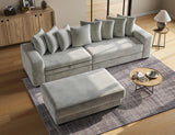 ohllob 110" Modular Sectional Sofa, L Shaped Couch with Chaise Lounge, Fluffy Corduroy Cloud Couch with Deep Seat for Living Room (Light Grey) ohllob